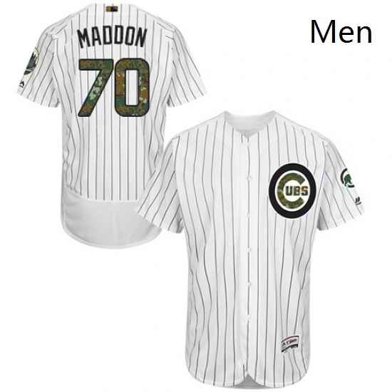 Mens Majestic Chicago Cubs 70 Joe Maddon Authentic White 2016 Memorial Day Fashion Flex Base MLB Jersey